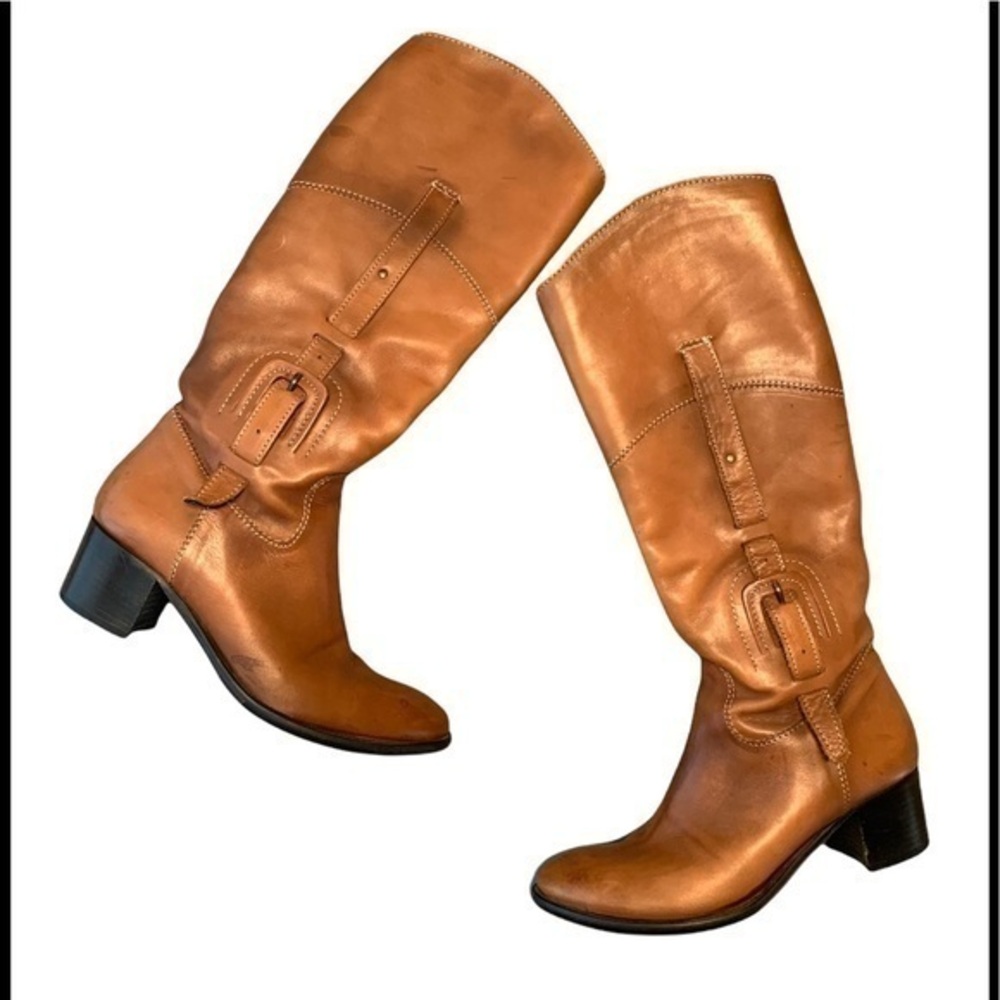 Lavorazione Artigianale Riding equestrian Knee High Leather Boots Shoes Brown 37